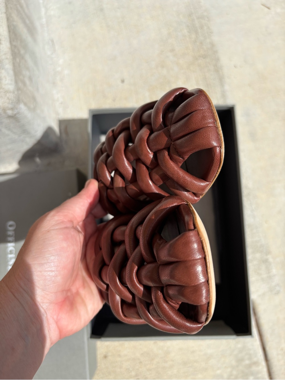 Officine Creative - Italian Brown Woven Leather Slide Sandals - New in Box - Picture 9 of 9